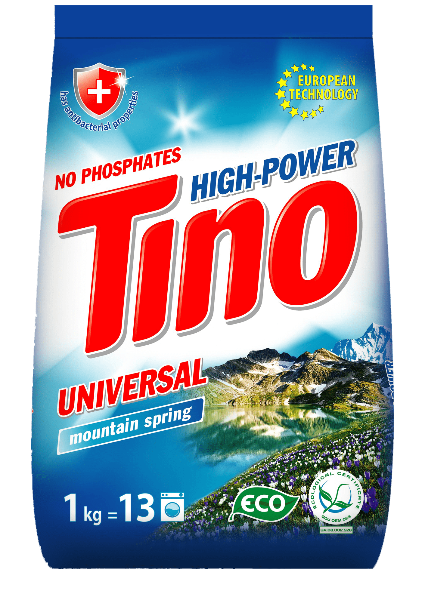 Порошок пральний безфосфатний ТМ Tino High-Power універсальний Mountain spring 1 кг